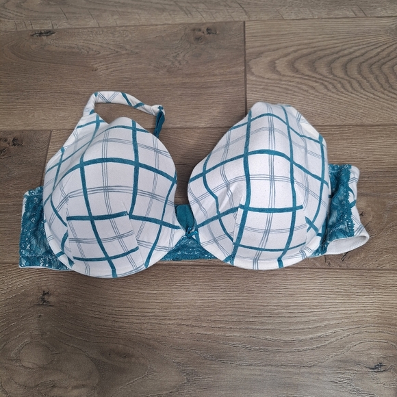 Cacique Other - Cacique Cotton Boost Plunge Plaid Underwire Bra Size 42DD